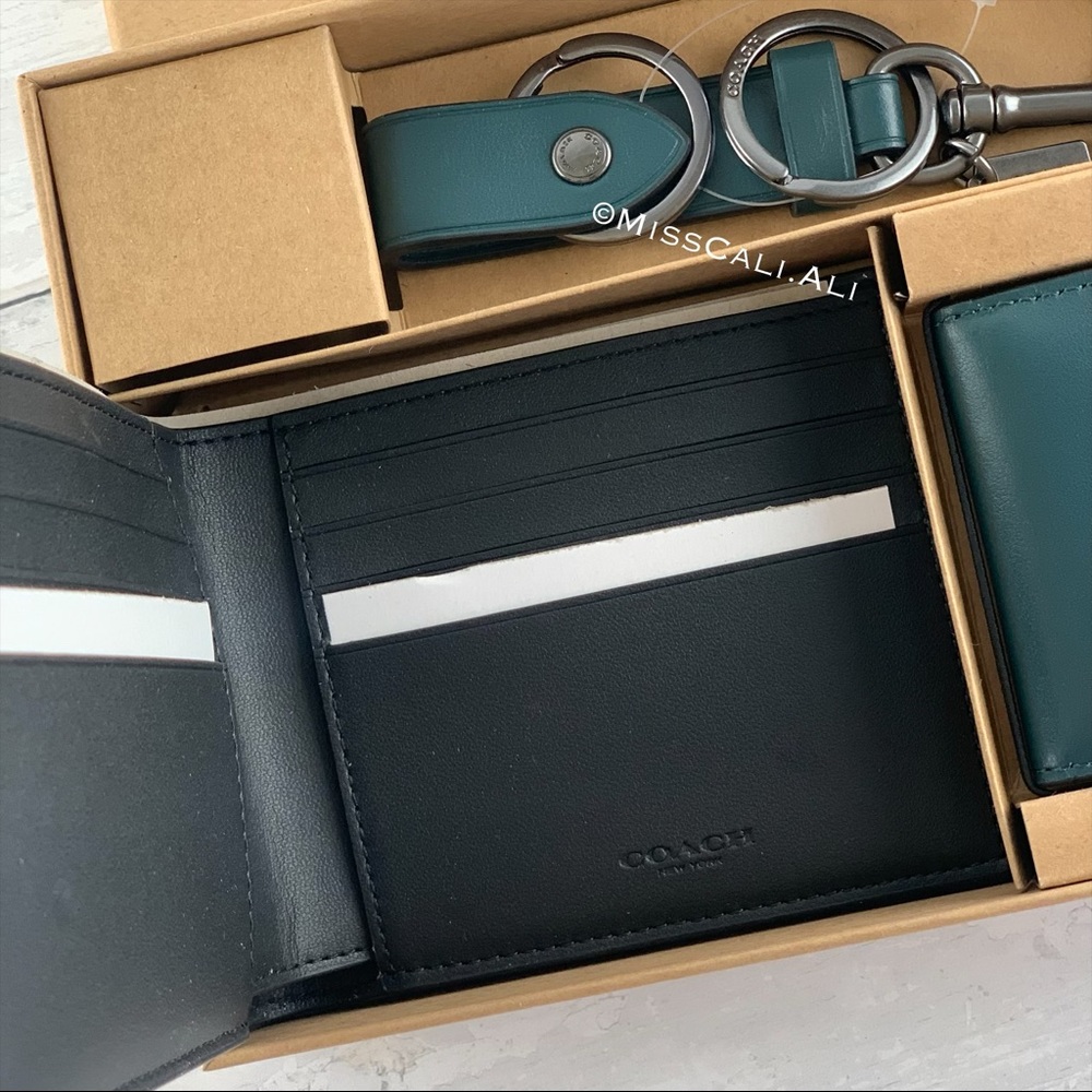 NWT COACH 3-in-1 Men’s Boxed Set Wallet Card Case Set - Picture 3 of 15